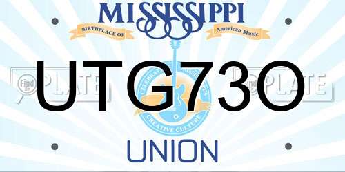 UTG73O Mississippi License Plate