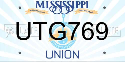 UTG769 Mississippi License Plate