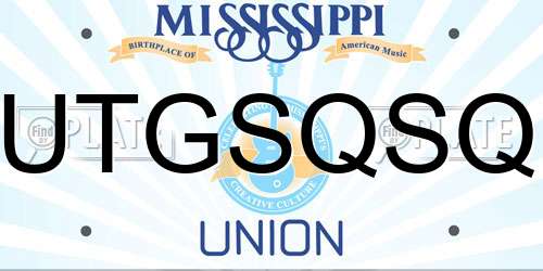 UTGSQSQ Mississippi License Plate