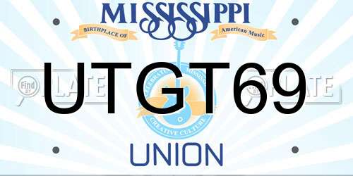 UTGT69 Mississippi License Plate