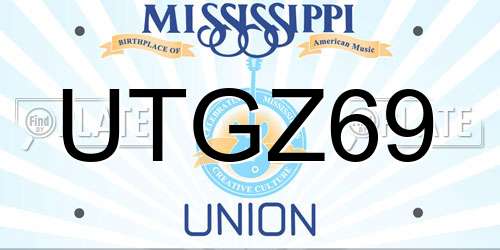 UTGZ69 Mississippi License Plate