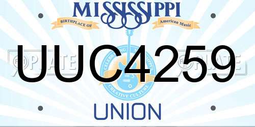 UUC4259 Mississippi License Plate