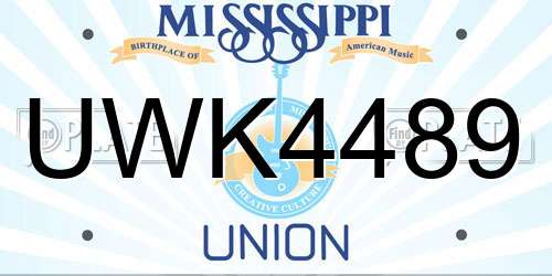 UWK4489 Mississippi License Plate