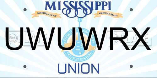 UWUWRX Mississippi License Plate
