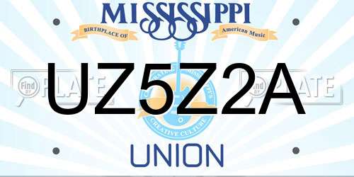 UZ5Z2A Mississippi License Plate