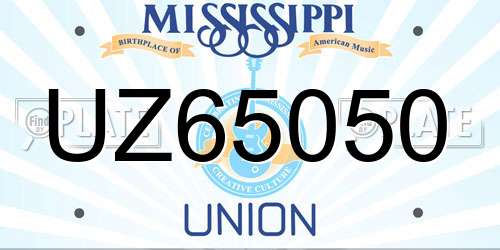 UZ65050 Mississippi License Plate