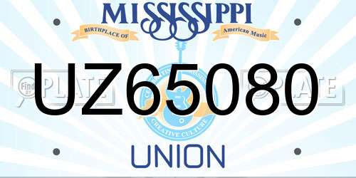 UZ65080 Mississippi License Plate