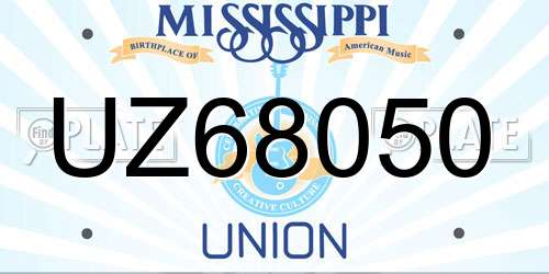 UZ68050 Mississippi License Plate