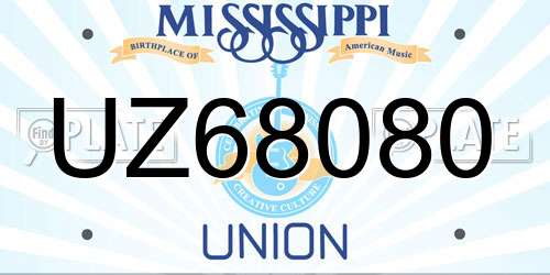UZ68080 Mississippi License Plate