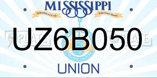 UZ6B050 Mississippi License Plate