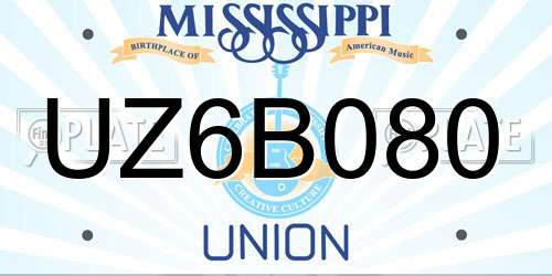 UZ6B080 Mississippi License Plate
