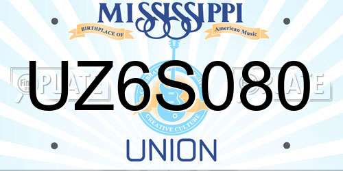 UZ6S080 Mississippi License Plate