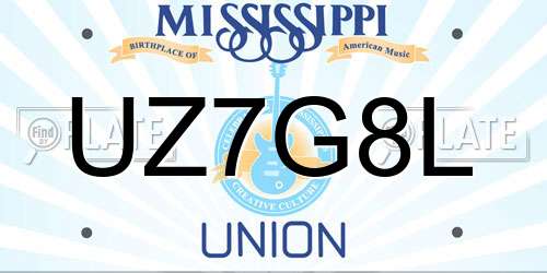 UZ7G8L Mississippi License Plate