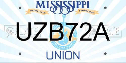 UZB72A Mississippi License Plate