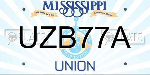 UZB77A Mississippi License Plate