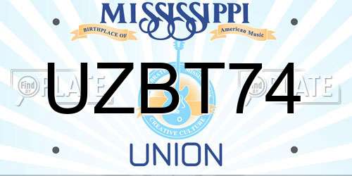 UZBT74 Mississippi License Plate