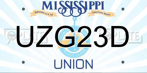 UZG23D Mississippi License Plate