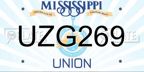 UZG269 Mississippi License Plate