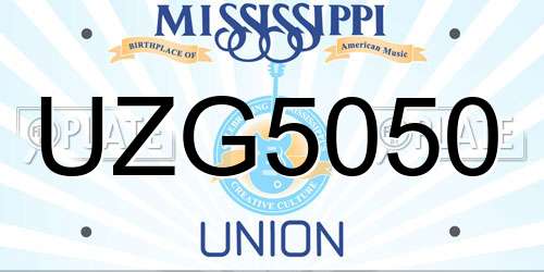 UZG5050 Mississippi License Plate