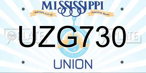 UZG730 Mississippi License Plate