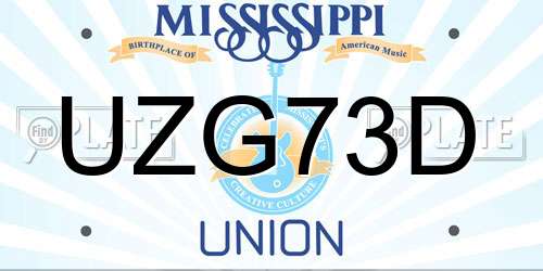 UZG73D Mississippi License Plate