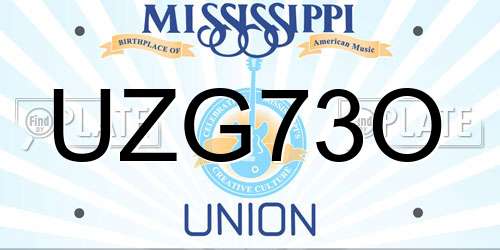 UZG73O Mississippi License Plate