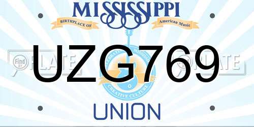 UZG769 Mississippi License Plate