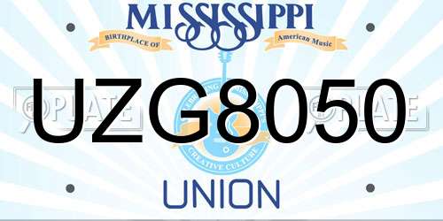 UZG8050 Mississippi License Plate