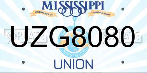 UZG8080 Mississippi License Plate