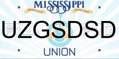 UZGSDSD Mississippi License Plate