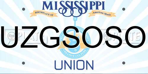 UZGSOSO Mississippi License Plate