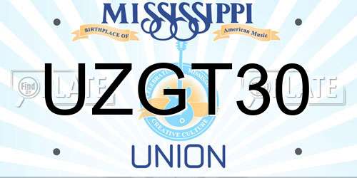 UZGT30 Mississippi License Plate