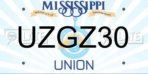 UZGZ30 Mississippi License Plate