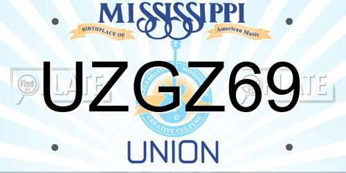 UZGZ69 Mississippi License Plate
