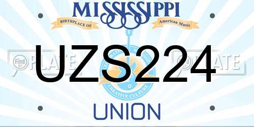 UZS224 Mississippi License Plate