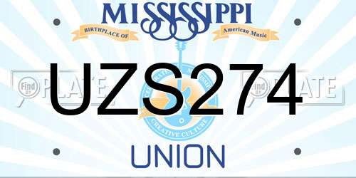 UZS274 Mississippi License Plate