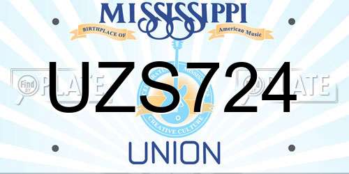 UZS724 Mississippi License Plate
