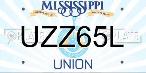 UZZ65L Mississippi License Plate