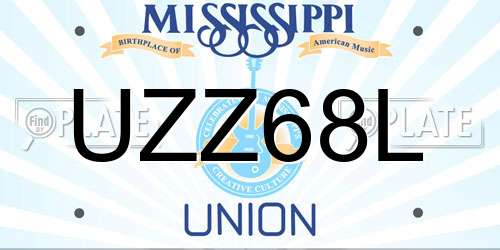 UZZ68L Mississippi License Plate