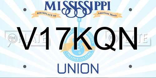 V17KQN Mississippi License Plate