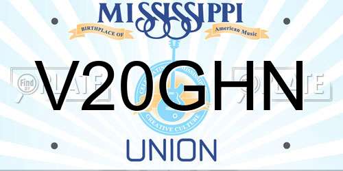 V20GHN Mississippi License Plate