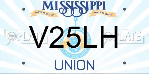 V25LH Mississippi License Plate