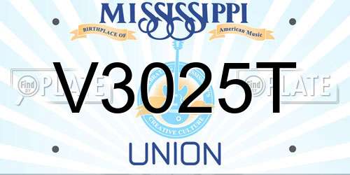 V3025T Mississippi License Plate