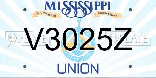 V3025Z Mississippi License Plate
