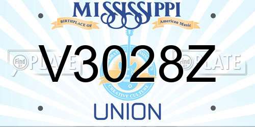 V3028Z Mississippi License Plate