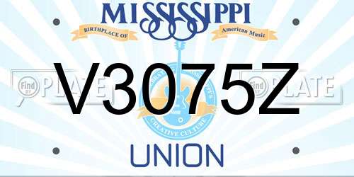 V3075Z Mississippi License Plate