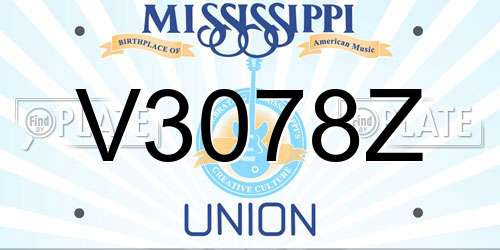 V3078Z Mississippi License Plate