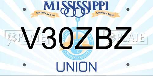 V30ZBZ Mississippi License Plate