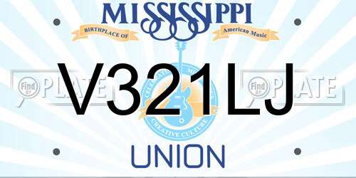 V321LJ Mississippi License Plate