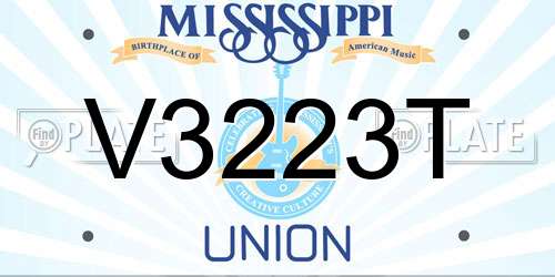 V3223T Mississippi License Plate